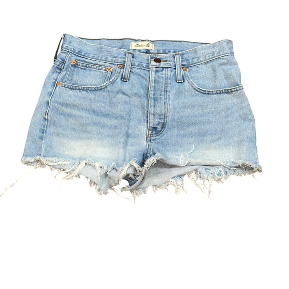 Madewell Relaxed Denim Shorts Dunwoody Wash Women 28 Cut Off Jean Button Stretch